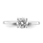 Sterling Silver Rhodium-plated Solitaire Round CZ Ring - Product Photo