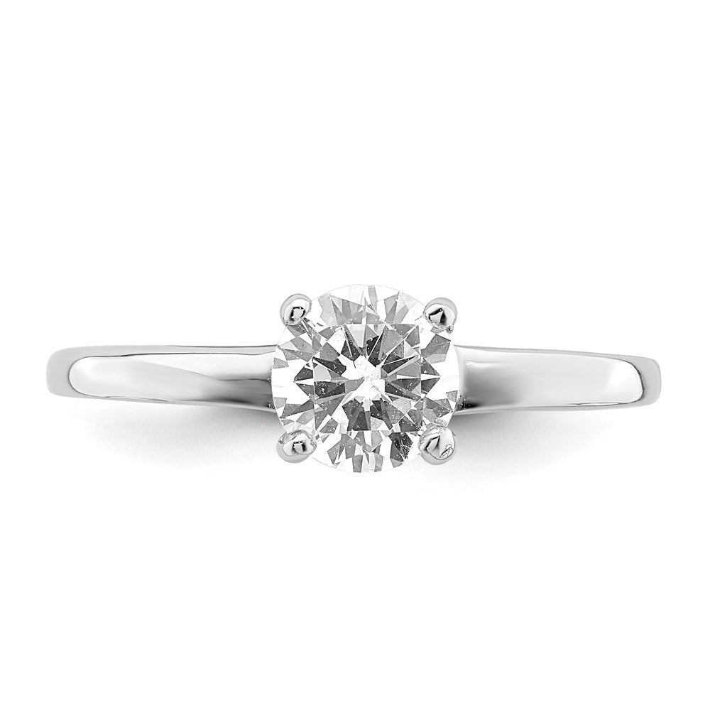 Sterling Silver Rhodium-plated Solitaire Round CZ Ring - Product Photo
