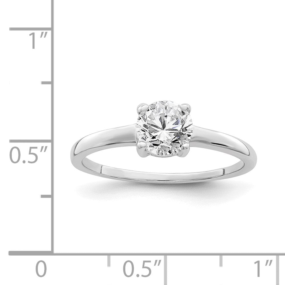 Sterling Silver Rhodium-plated Solitaire Round CZ Ring - Product Photo
