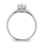 Sterling Silver Rhodium-plated Solitaire Marquise CZ Ring - Product Photo