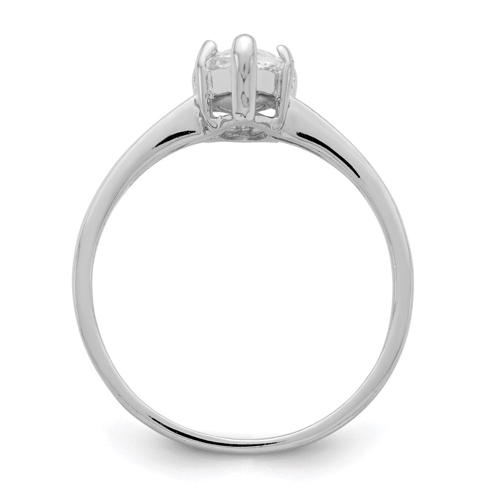 Sterling Silver Rhodium-plated Solitaire Marquise CZ Ring - Product Photo