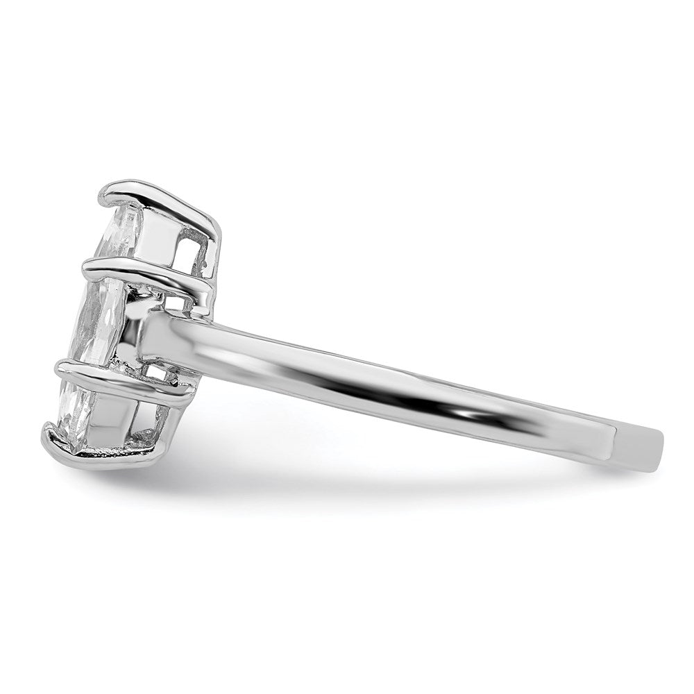 Sterling Silver Rhodium-plated Solitaire Marquise CZ Ring - Product Photo