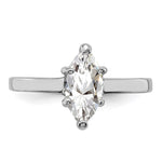 Sterling Silver Rhodium-plated Solitaire Marquise CZ Ring - Product Photo
