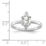 Sterling Silver Rhodium-plated Solitaire Marquise CZ Ring - Product Photo