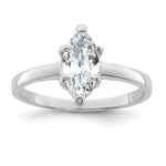 Sterling Silver Rhodium-plated Solitaire Marquise CZ Ring - Product Photo