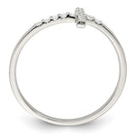 Sterling Silver Rhodium-plated CZ Sideways Cross Ring - Product Photo
