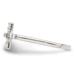 Sterling Silver Rhodium-plated CZ Sideways Cross Ring - Product Photo