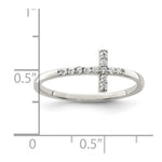 Sterling Silver Rhodium-plated CZ Sideways Cross Ring - Product Photo