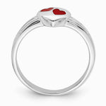 Sterling Silver RH-plated Polished & Red Enameled Heart Children's Ring - Product Photo