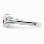 Sterling Silver RH-plated Polished & Red Enameled Heart Children's Ring - Product Photo
