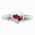 Sterling Silver RH-plated Polished & Red Enameled Heart Children's Ring - Product Photo