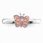 Sterling Silver RH-plated Polished Pink Enameled Butterfly Children's Ring - Product Photo