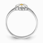Sterling Silver RH-plated White & Yellow Enameled Daisy Children's Ring - Product Photo