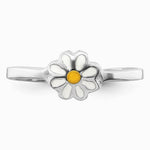 Sterling Silver RH-plated White & Yellow Enameled Daisy Children's Ring - Product Photo