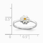 Sterling Silver RH-plated White & Yellow Enameled Daisy Children's Ring - Product Photo