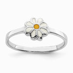 Sterling Silver RH-plated White & Yellow Enameled Daisy Children's Ring - Product Photo