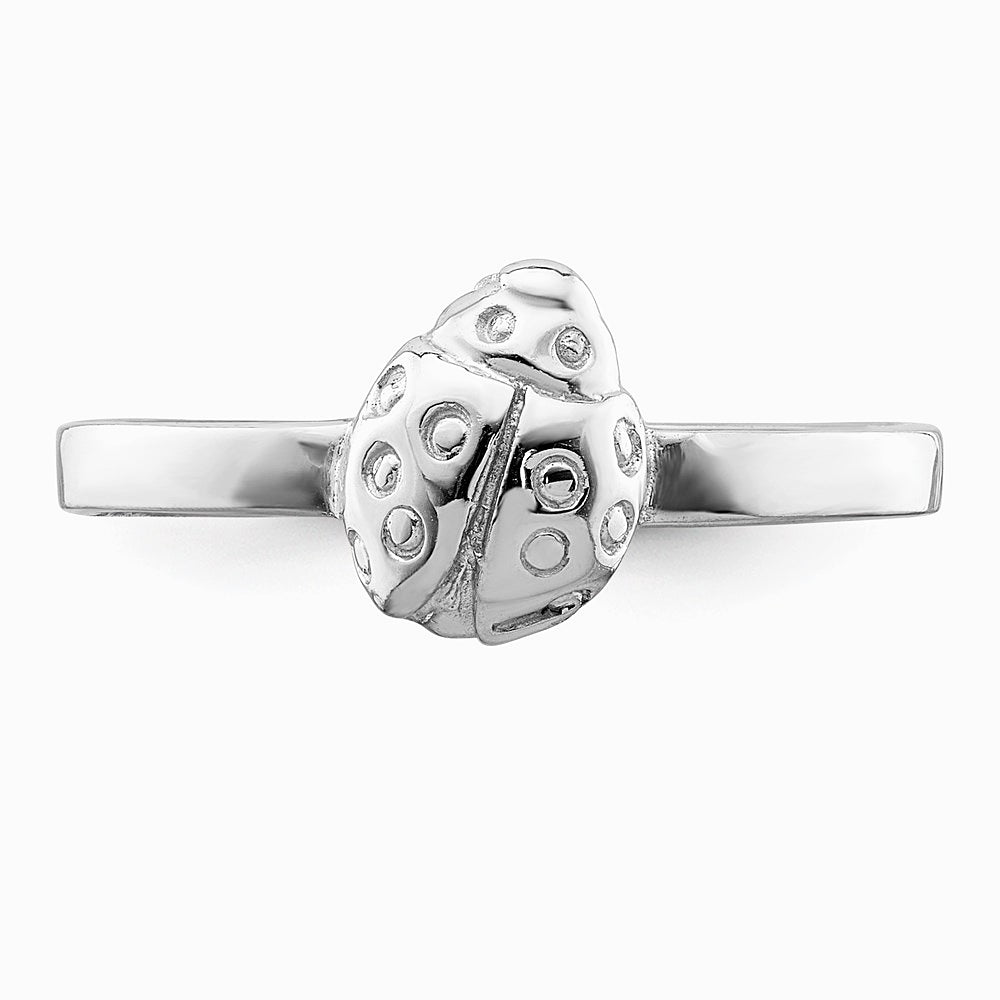 Sterling Silver Rhodium-plated Polished Ladybug Children's Ring - Product Photo