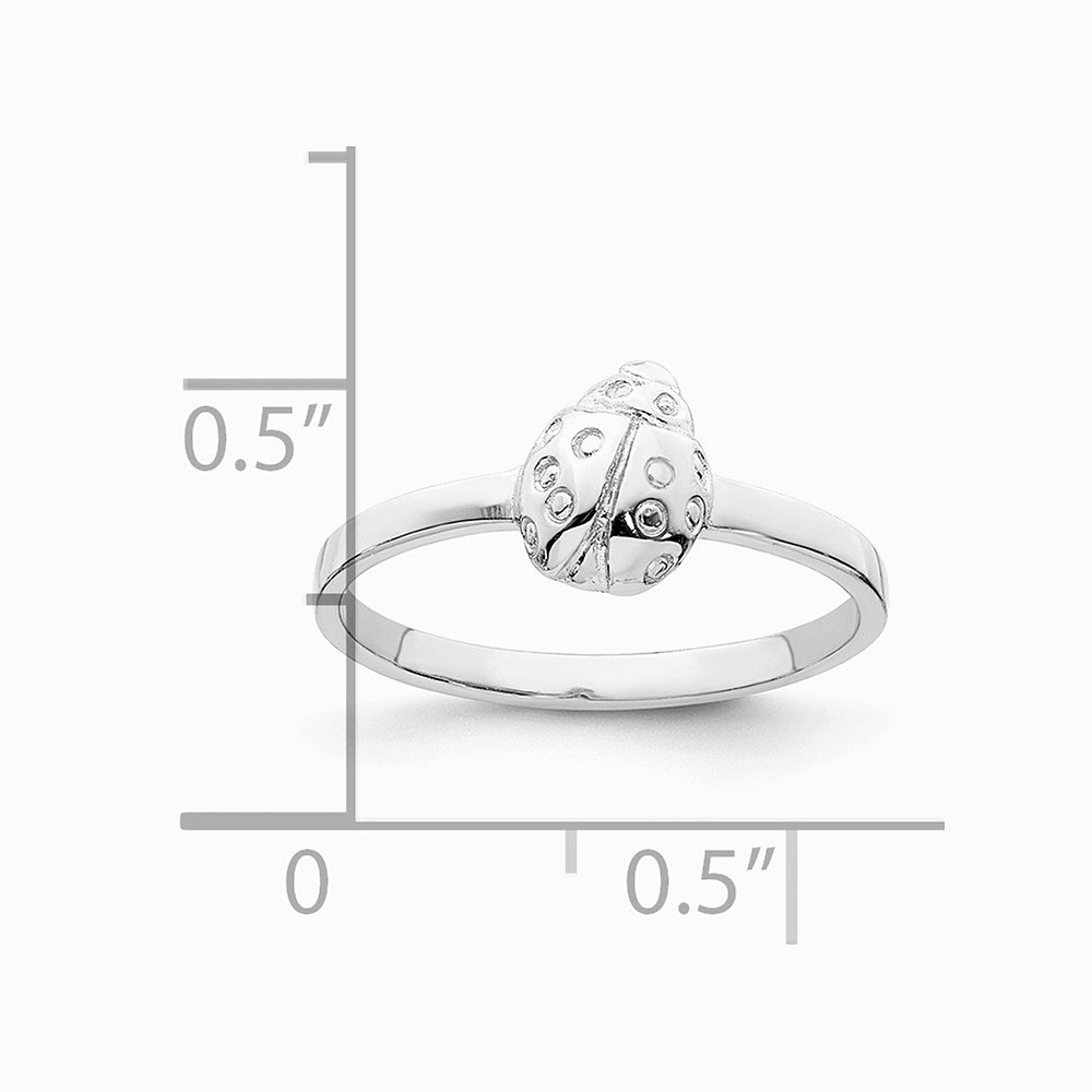 Sterling Silver Rhodium-plated Polished Ladybug Children's Ring - Product Photo