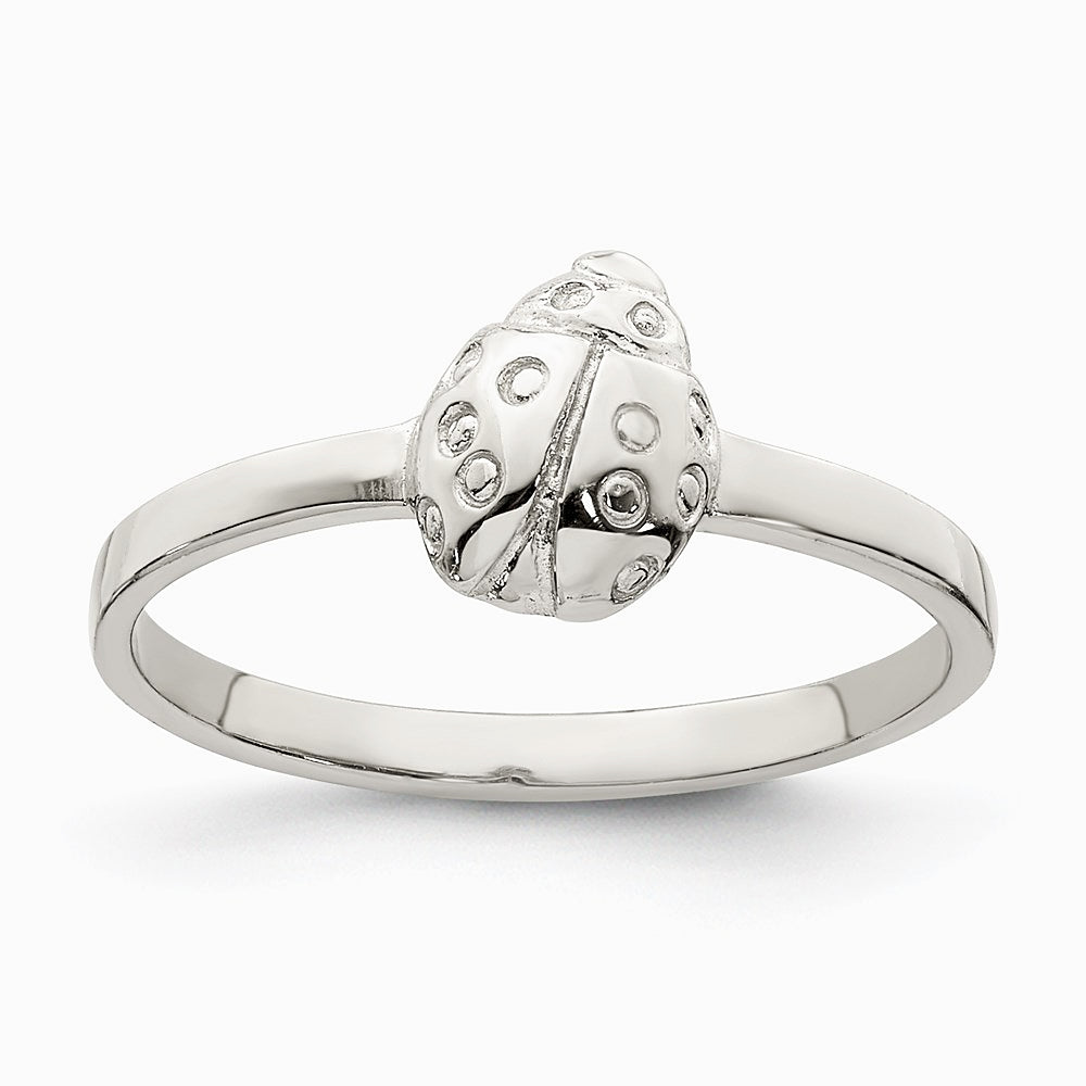 Sterling Silver Rhodium-plated Polished Ladybug Children's Ring - Product Photo