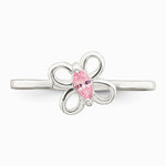 Sterling Silver Polished Pink CZ Butterfly Children's Ring - Product Photo