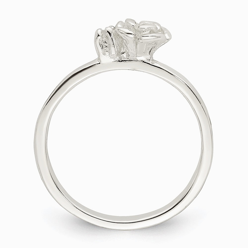 Sterling Silver Clear CZ Rose Kid's Ring - Product Photo