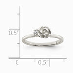 Sterling Silver Clear CZ Rose Kid's Ring - Product Photo