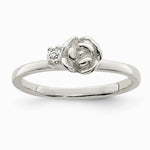 Sterling Silver Clear CZ Rose Kid's Ring - Product Photo