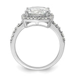 Sterling Silver Rhodium-plated Polished CZ Square Halo Ring - Product Photo