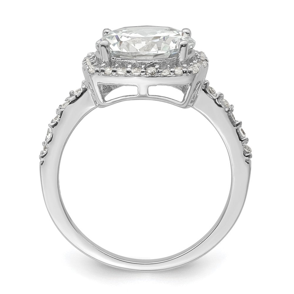 Sterling Silver Rhodium-plated Polished CZ Square Halo Ring - Product Photo