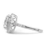 Sterling Silver Rhodium-plated Polished CZ Square Halo Ring - Product Photo
