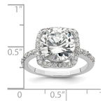Sterling Silver Rhodium-plated Polished CZ Square Halo Ring - Product Photo