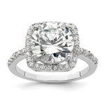 Sterling Silver Rhodium-plated Polished CZ Square Halo Ring - Product Photo