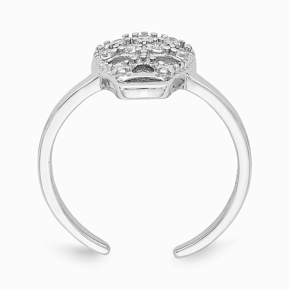 Sterling Silver Rhodium-plated CZ Skull Toe Ring - Product Photo
