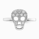 Sterling Silver Rhodium-plated CZ Skull Toe Ring - Product Photo
