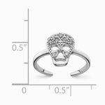 Sterling Silver Rhodium-plated CZ Skull Toe Ring - Product Photo