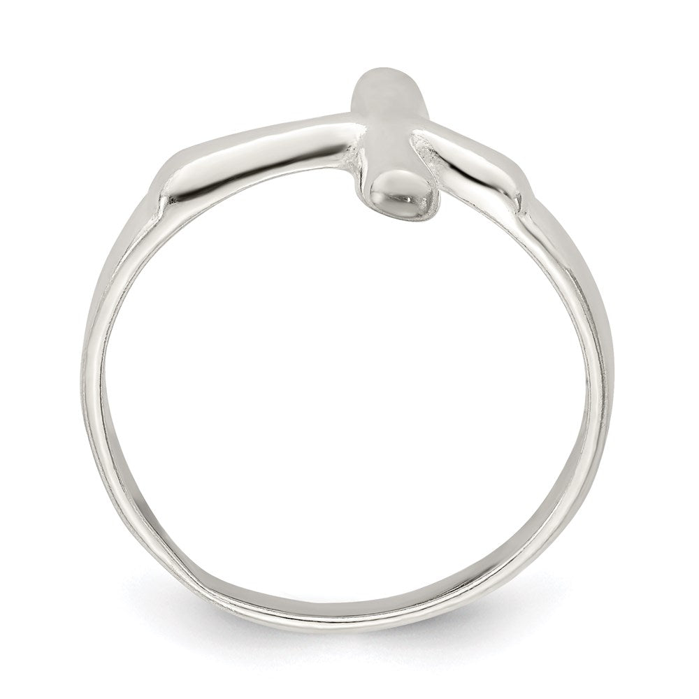 Sterling Silver Horizontal Tiny Freeform Cross Ring - Product Photo