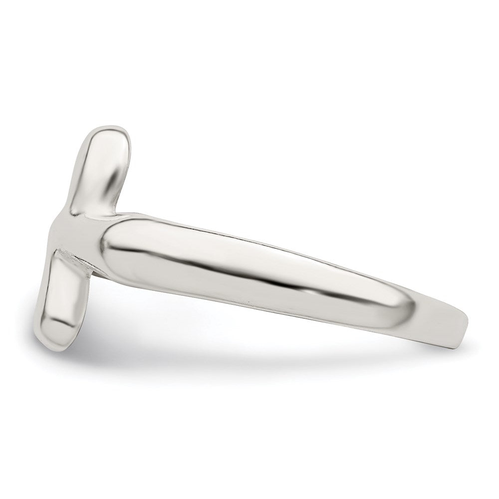 Sterling Silver Horizontal Tiny Freeform Cross Ring - Product Photo