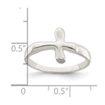 Sterling Silver Horizontal Tiny Freeform Cross Ring - Product Photo