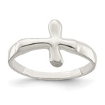 Sterling Silver Horizontal Tiny Freeform Cross Ring - Product Photo