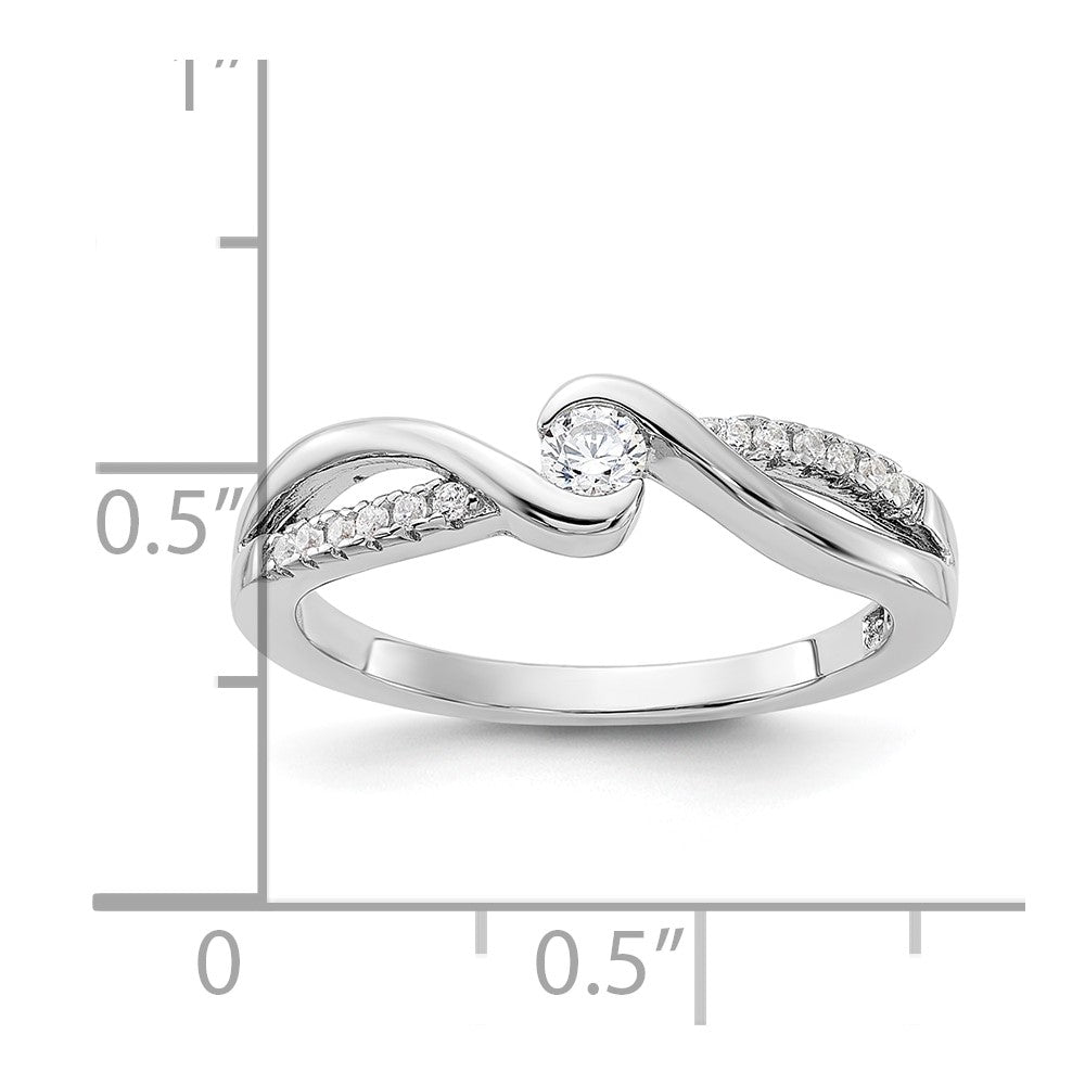 Sterling Silver Rhodium-plated & CZ Ring - Product Photo