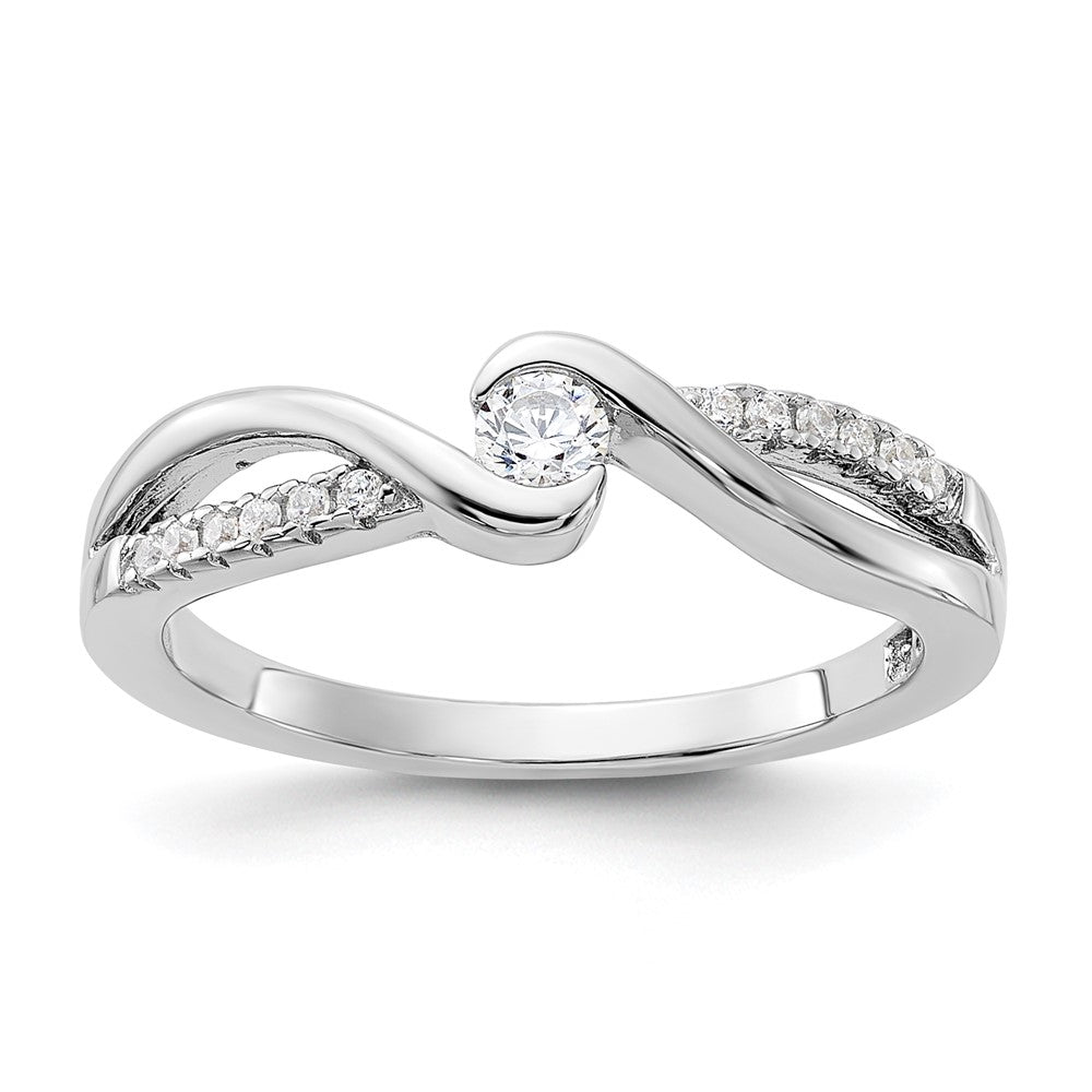 Sterling Silver Rhodium-plated & CZ Ring - Product Photo