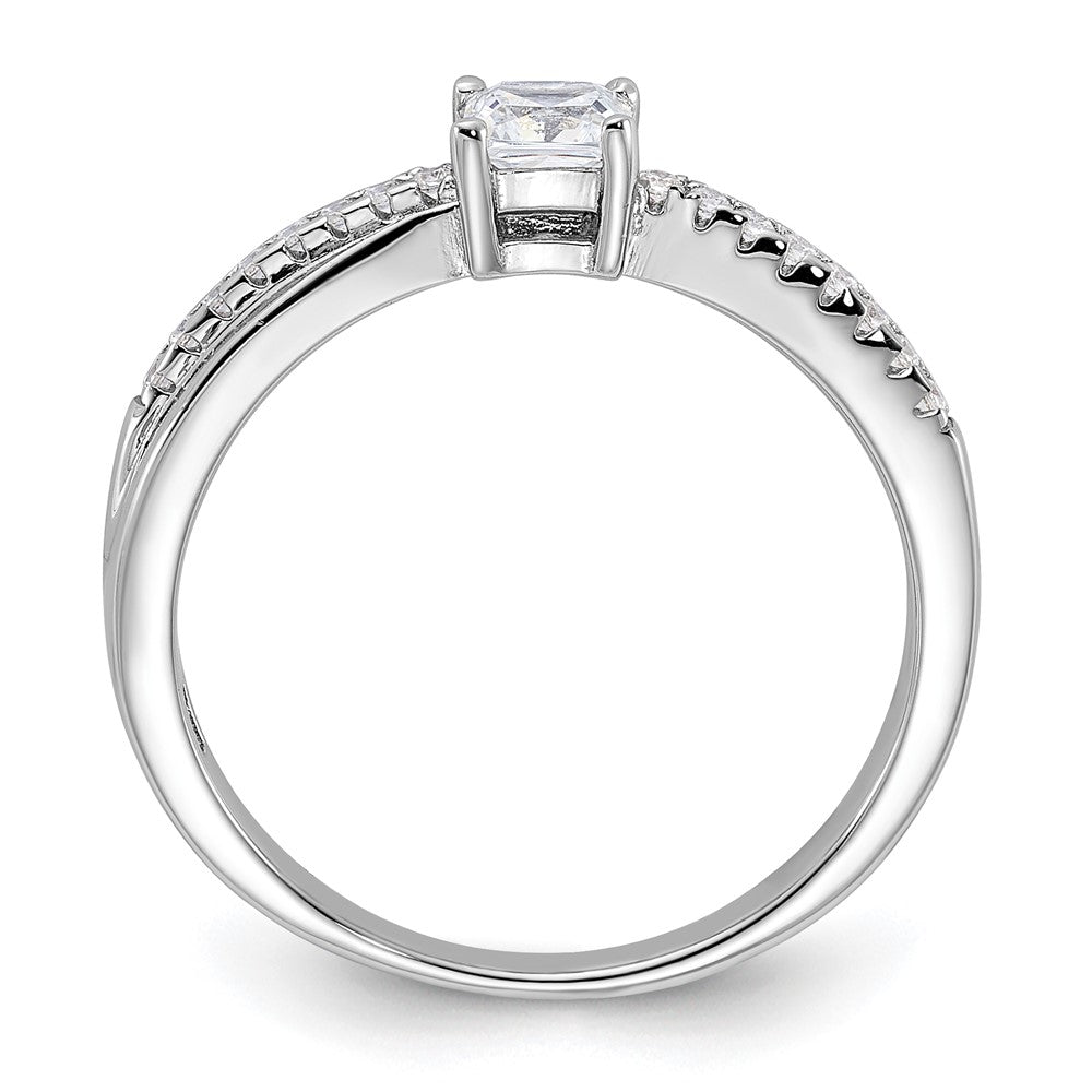 Sterling Silver Rhodium-plated Polished & CZ Ring - Product Photo