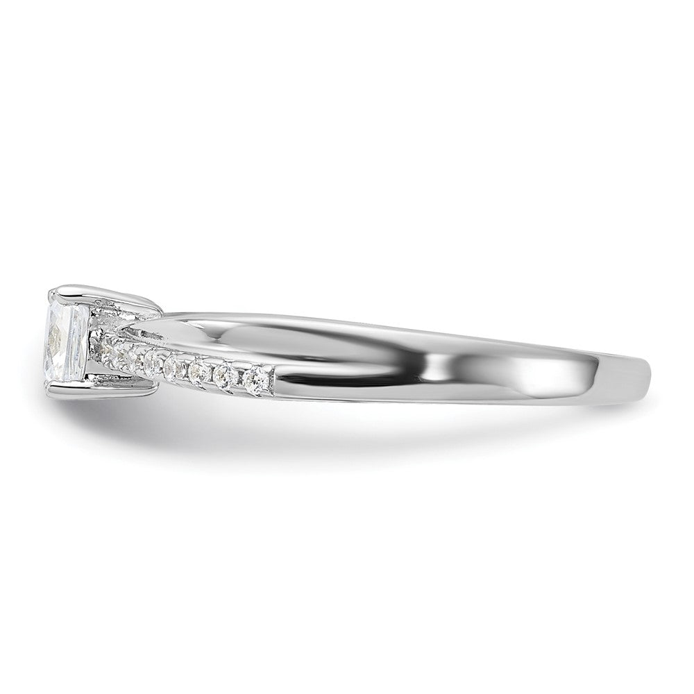 Sterling Silver Rhodium-plated Polished & CZ Ring - Product Photo