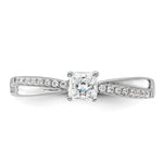 Sterling Silver Rhodium-plated Polished & CZ Ring - Product Photo