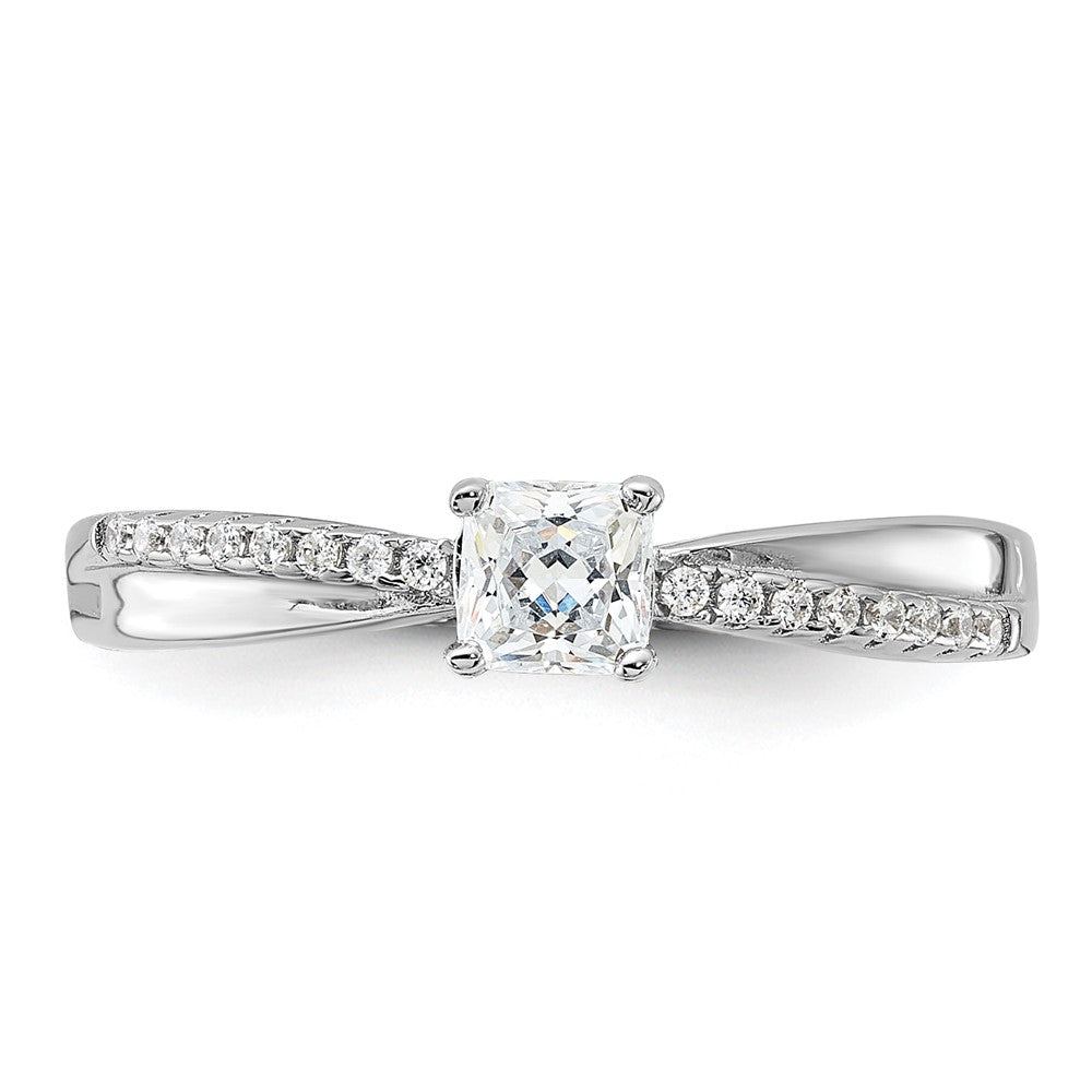 Sterling Silver Rhodium-plated Polished & CZ Ring - Product Photo
