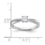 Sterling Silver Rhodium-plated Polished & CZ Ring - Product Photo