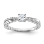 Sterling Silver Rhodium-plated Polished & CZ Ring - Product Photo