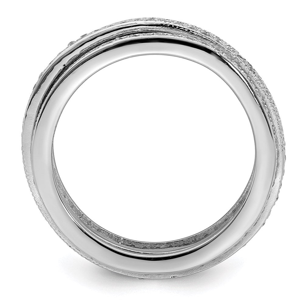 Sterling Silver Polished Rhodium-plated CZ Pavé Eternity Motion Ring - Product Photo