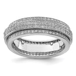 Sterling Silver Polished Rhodium-plated CZ Pavé Eternity Motion Ring - Product Photo