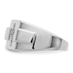 Sterling Silver Rhodium Diamond. Cross Signet Ring - Product Photo